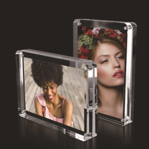 A5 Custom Sized Clear Magnetic Acrylic Floating Picture Block Photo Frame with Rounded Corners for Home or Office Display