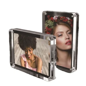 A5 Custom Sized Clear Magnetic Acrylic Water Resistant Floating Modern 16mm Picture Block Photo Frame Rounded Corners Easy