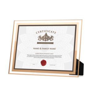 AB110 Certificate Crystal Photo Frame Gold Silver Aluminum 6-10 Inch Customized Home Decor