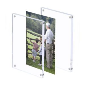 Acrylic Picture Frame Wall Mount Photo Frame Double Panel Frameless Floating Frame for Document Certificate