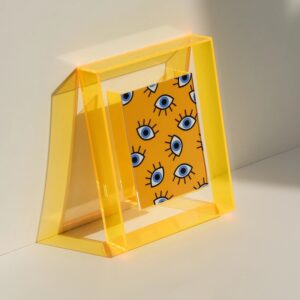 Acrylic Picture Frame for Wall and Tabletop with Landscape & Flower Design Orange Floating Photo Frame Decorative Bright Color