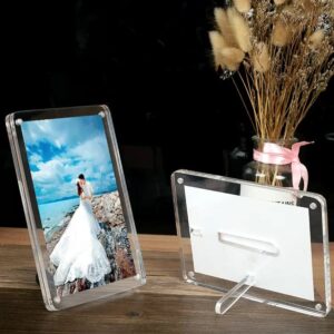 Acrylic Picture Frame with Stand Clear Acrylic Photo Frame with Magnets for Tabletop Display