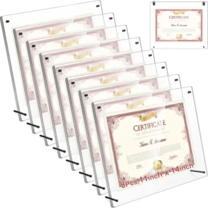 Acrylic Sign Holder Clear Floating Frame with Standoff Screws Wall & Desktop Mount for Certificates Artworks & Diplomas