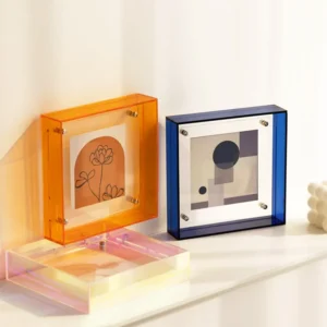 Acrylic Tabletop Mini Photo Frame 4×4 Inches Lucite Colorful Transparent Display Screen Light Shadow Decorative Box Frame