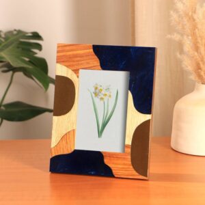 Authentic Decorative Photo frame Accessories Resin Inlaid Wooden Photo Frame Vintage inspired frame for Modern Home Wall Decor