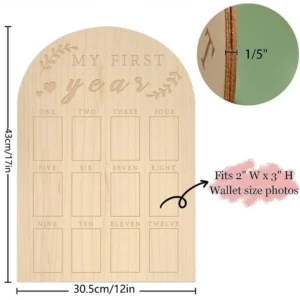 Baby Memorial Album Month Tablet Tabletop Rustic Wood Craft Frames 6 Color Embossing Printed Photo Frames