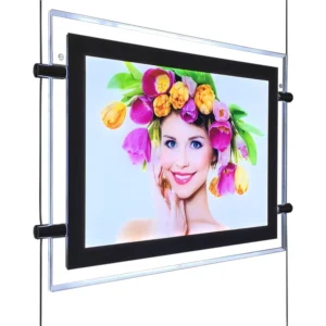 Backlit Acrylic Rectangle Hanging Indoor Wall LED Light Frame A4 Poster Light Box Picture Panel Photo