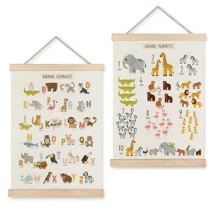 Bbay Count Numbers Animal Alphabet Poster Hanger Frame ABC Poster Classroom Decor