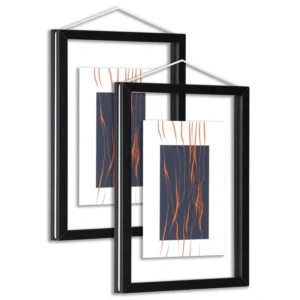Black 11×14 Floating Picture Frames Double Glass Photo Frame Display up to 7 X 9 Photos for Desktop or Wall Hanging