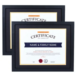 Black MDF A4 Photo Frame Wall Mounted Poster Decor Office Business Certificate Diploma License Acrylic Table