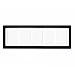 Black Wood Collage Picture Frames with 5 Openings Display Multiple Five 4 by 6 Photos or 8 by 22 Without Mat for Home Decoration