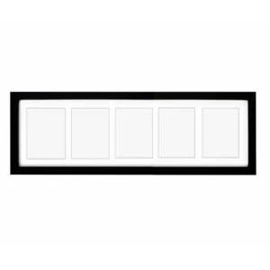 Black Wood Collage Picture Frames with 5 Openings Display Multiple Five 4 by 6 Photos or 8 by 22 Without Mat for Home Decoration