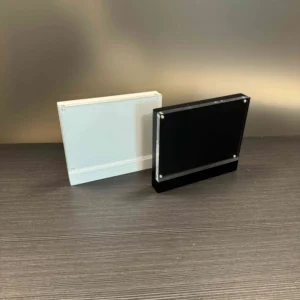 Black and White Wooden Transparent Magnetic Frame Desktop Photo Postcard Display Table