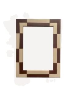 Blue Floral Inlay Wooden Photo Frame Elegant Decorative Handmade Rectangular Mother of Pearl Artistic Photo Frame