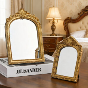 Bolide Art Deco Luxury Arched Carved Resin Mirror Home Living Room Bedroom Desktop High end Anniversary Photo Frame