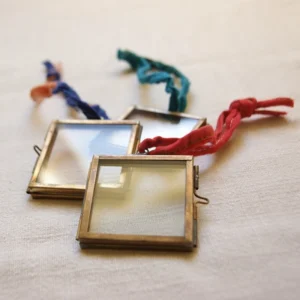Brass Border Mini Glass Photo Frame for Home and Office Decor