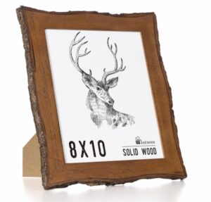 Brown Rustic Wood Eco Friendly Photo Frame Glass Front Customizable Orientation 8×10 Inch Display for Tabletop Wall Mounting
