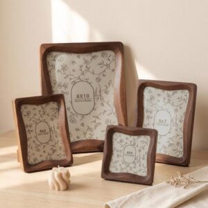 Brown Solid Wood Handmade Eco Friendly Custom Rectangle Modern Photo Frame for Home Wall Art and Tabletop Use