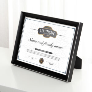 Brown White PS Material Aluminum Crafted Custom Size Digital Printing Certificate Diploma Frame Custom Logo Desktop