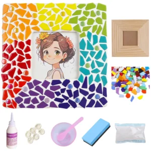 Buenoarte DIY Wooden Photo Frame Kits for Kids & Adults 3 Inch Mosaic Art Craft Kits Hobbies
