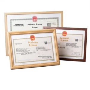 Business License Food Hygiene Three-in-One Certificate Display Frame A3/A4 Size Medium-density Fiberboard Flat/Arc Edge