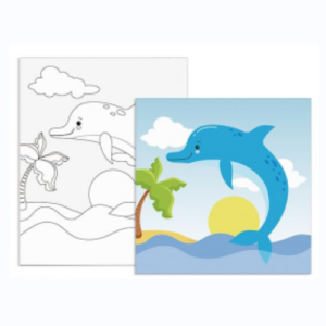 CHINEE 8 X 8 Inch Pre Drawn Canvas for Kids to Paint Canvas and Kids DIY Canvas Painting for Kids Ideas