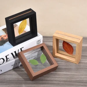 CHINEE Chinese Style Wooden Plant Specimen Frame Double-Sided Glass Transparent 3D Photo Frame Customizable for Home Decoration
