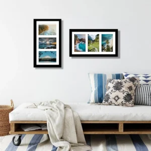 CHINEE Creative Horizontal Frame Print Photo Combo Photo Frame Triple Frame Multi Grid Wall Mounted