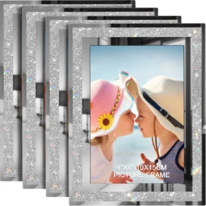 CHINEE Custom Size Glass Photo Frame Glitter Powder Picture Frame Glass 4×6 5×7 8×10 A4 Glass Crystal Modern Table Setting