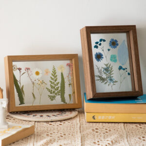 CHINEE MDF Photo Frame Dried Flowers Pressed Flower Three Dimensional Double Sided Plant Specimens DIY Creative Table Setting