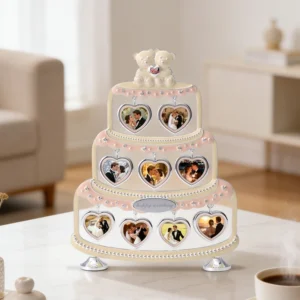 Cake Shaped Multi Photo Frame 18 Openings Double Sided Hanging Heart Picture Frame for Wedding Anniversary Gift