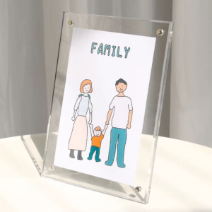 Calic Durable Eco Friendly Modern Clear Acrylic Square Carved Customized Magnetic Photo Frame for Tabletop Decoration