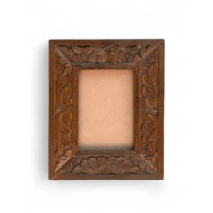 Carved Wooden Photo Frame Rustic Wall Decor Floral Picture Frame for Gallery Handcrafted Wall Display Recycled Photo Frame (S 2)