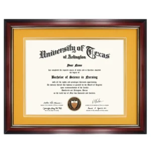 Cherry and Gold A4 Wood Graduation Certificate Diploma Frame for Wall Mount or TableTop Display