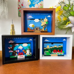 City Architecture Wall Mount Storage Shadow Box Glass MDF Postcard Display Frame Flower Animal Themes for Japan Beijing