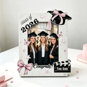 Class Graduation Wooden Desktop Photo Frame Grad Cap Design UV Printing Graduation Party Favors Home Decor
