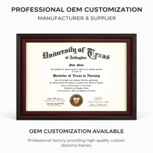 Classic Brown Solid Wood Diploma Frame Certificate Frames with Black Stepped Edge OEM