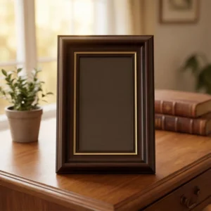 Classic Dark Wood Photo Frame Gold Trim Vintage Desktop Picture Frame Tabletop Display Home Office Decor
