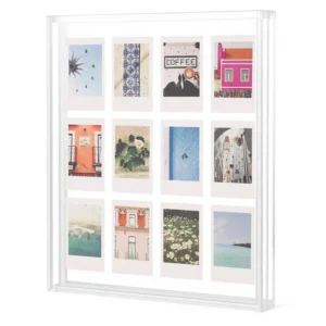 Clear Acrylic Floating Picture Frame 11.8″x10.2″ Holds 8×10 Photo 12 Instax Mini Prints Double Sided Acrylic Photo Frame