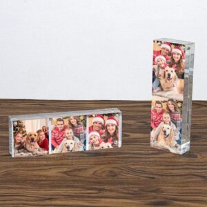Clear Acrylic Magnetic Photo Frame 2×6 Inch Desktop Lucite Block Sign Holder for Photo Booth Displays