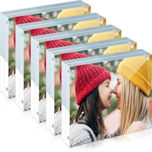 Clear Acrylic Magnetic Photo Frame Frameless Design for Shatterproof Double Sided Tabletop Display Custom Sizes Logo Options