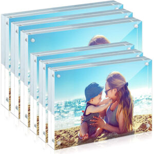 Clear Acrylic Magnetic Photo Frame with Customized Logo Waterproof for Desk Tabletop Display
