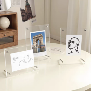 Clear Acrylic Photo Frame with Metal Screws Modern Frameless Picture Frame Desktop Sign Poster Display Stand