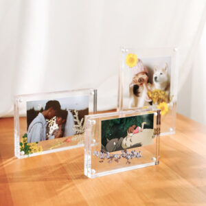 Clear Double Sided 4X6 5X7 A4 Acrylic Magnetic Photo Frame Display Holder Desktop Ornament Modern Home Decor photo card holder