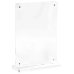 Clear Magnetic Acrylic Photo Frame Double Sided Frameless Perspex Picture Holder T Shape Desktop Photo Stand Display
