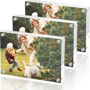 Clear Magnetic Photo Frame with Clear Glass and Acrylic Customizable Sizes Logo Options Printing Methods