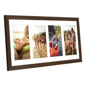 Collage Long Picture Frame Wood Can Hold Four Photos Wall Mounted Display Photo Frame Gallery and Living Room Decor