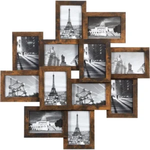 Collage Picture Frame 4×6 Wall Handmade Rectangular Artificial Board Photo Frame Set for Living Room Bedroom Study Dining Room