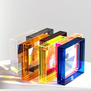 Colorful Transparent Acrylic Photo Frame Display Stand for Tabletop and Wall Mountable Use Family Pictures and Office Decor