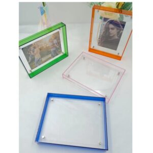 Colorful Transparent Double Sided Glass Picture Acrylic Floating Photo Frame Wall and Wooden Frame